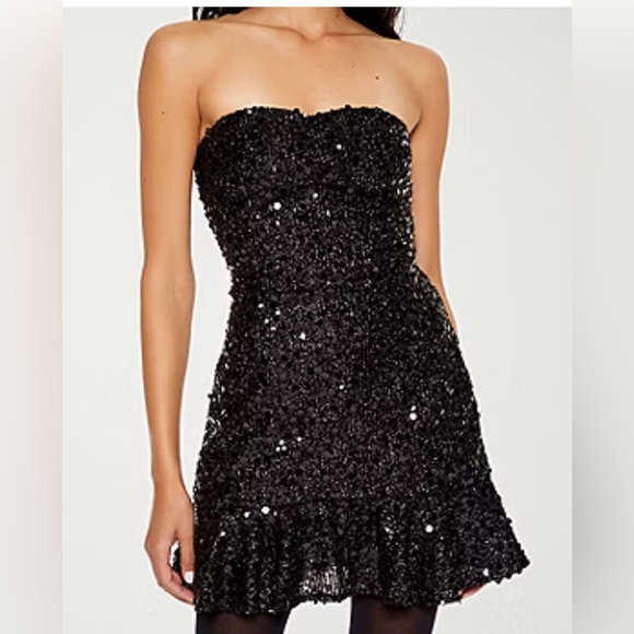Forever 21 Strapless Sequin Womens Sleeveless A-Line Dress Juniors - Picture 2 of 7